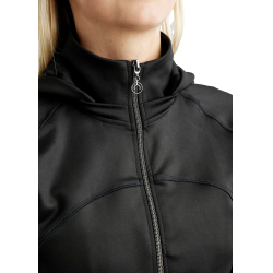 Softshell full zip jas Montar MoBlair afneembare capuchon crystals gun metal dames Zwart