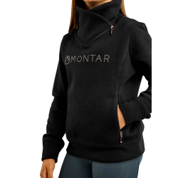 Sweatshirt Montar MoNaja Junior zijsluiting kristallen rosegoud Zwart