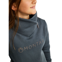 Sweatshirt Montar MoNaja Junior zijsluiting kristallen rosegoud Donkers leisteen Grijs