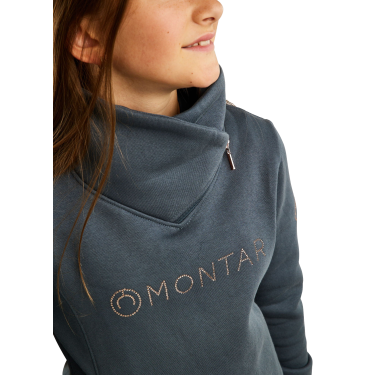 Sweatshirt Montar MoNaja Junior zijsluiting kristallen rosegoud Donkers leisteen Grijs