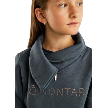 Sweatshirt Montar MoNaja Junior zijsluiting kristallen rosegoud Donkers leisteen Grijs