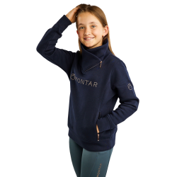 Sweatshirt Montar MoNaja Junior zijsluiting kristallen rosegoud Marine Marineblauw