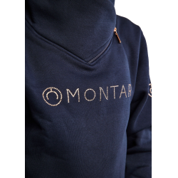 Sweatshirt Montar MoNaja Junior zijsluiting kristallen rosegoud Marine Marineblauw