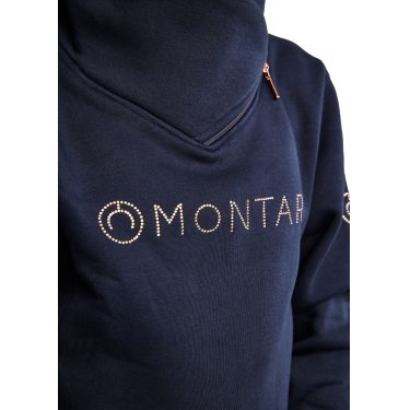 Sweatshirt Montar MoNaja Junior zijsluiting kristallen rosegoud Marine Marineblauw