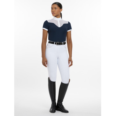 Wedstrijdpolo Emily LeMieux korte mouwen Marine Marineblauw