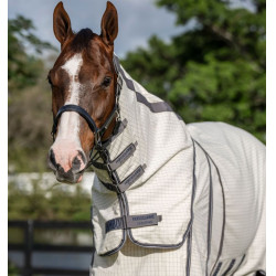 Vliegendeken Horseware Rambo Optimo Supreme Summer Sheet Plus CarreauxMarine / gris orage / argent Motieven