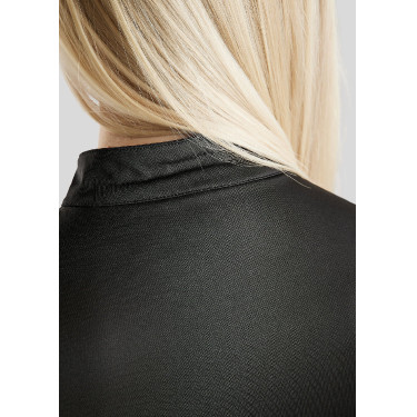 Wedstrijdpolo Montar Everly crystal logo lange mouwen dames Zwart