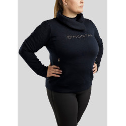 Trui Montar Naja met rits bij de hals crystal rose gold Curve dames Marine Marineblauw