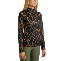 Damespolo met lange mouwen Montar Haily bridle print Stofgroen