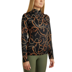 Damespolo met lange mouwen Montar Haily bridle print Zwart