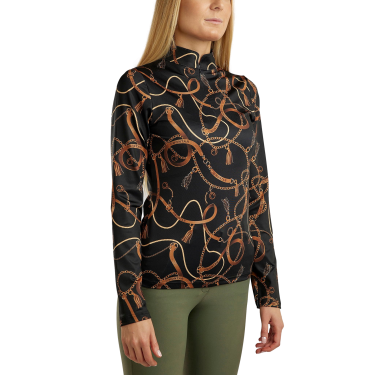 Damespolo met lange mouwen Montar Haily bridle print Zwart