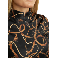 Damespolo met lange mouwen Montar Haily bridle print Zwart Damespolo met lange mouwen Montar Haily bridle print Zwart