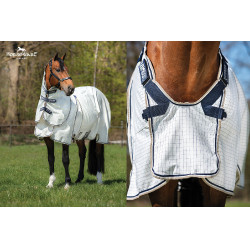 Vliegendeken Horseware Rambo Optimo Supreme Summer Sheet Plus CarreauxMarine / gris orage / argent Motieven