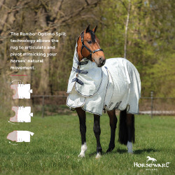 Vliegendeken Horseware Rambo Optimo Supreme Summer Sheet Plus CarreauxMarine / gris orage / argent Motieven