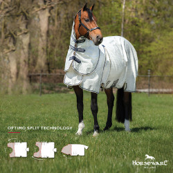 Vliegendeken Horseware Rambo Optimo Supreme Summer Sheet Plus CarreauxMarine / gris orage / argent Motieven