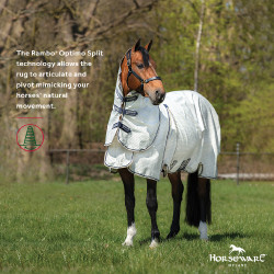 Vliegendeken Horseware Rambo Optimo Supreme Summer Sheet Plus CarreauxMarine / gris orage / argent Motieven