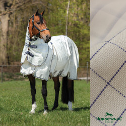 Vliegendeken Horseware Rambo Optimo Supreme Summer Sheet Plus CarreauxMarine / gris orage / argent Motieven
