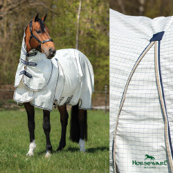 Vliegendeken Horseware Rambo Optimo Supreme Summer Sheet Plus CarreauxMarine / gris orage / argent Motieven