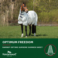 Vliegendeken Horseware Rambo Optimo Supreme Summer Sheet Plus CarreauxMarine / gris orage / argent Motieven