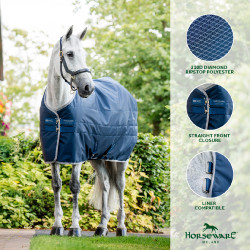Horseware Ionic Therapy 50g staldeken Bleu imperial / argent /Marine Blauw