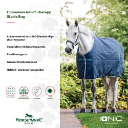 Horseware Ionic Therapy 50g staldeken Bleu imperial / argent /Marine Blauw