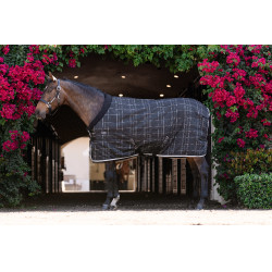 Horseware Rhino Pony Staldeken 250g VL Zwart / wit-grijze ruiten