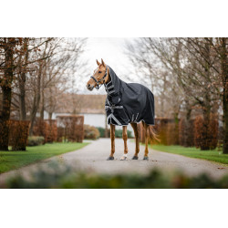 Horseware Amigo 1200D Geïntegreerde Regendeken 250g Zwart / titaniumgrijs / zilver