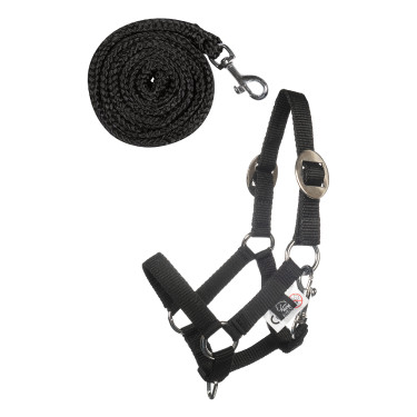 Halster en halstertouw HKM Hobby Horsing Basic Zwart