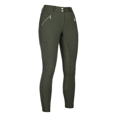 HKM Lia rijbroek met hoge taille en volledig Alos zitvlak Olijfgroen HKM Lia rijbroek met hoge taille en volledig Alos zitvlak Olijfgroen