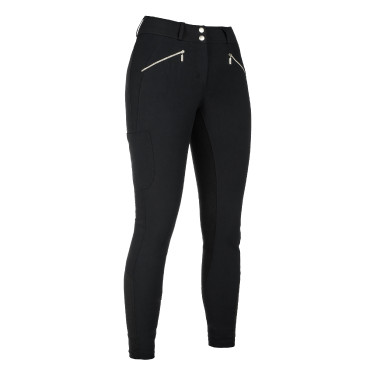 HKM Lia rijbroek met hoge taille en volledig Alos zitvlak Zwart HKM Lia rijbroek met hoge taille en volledig Alos zitvlak Zwart