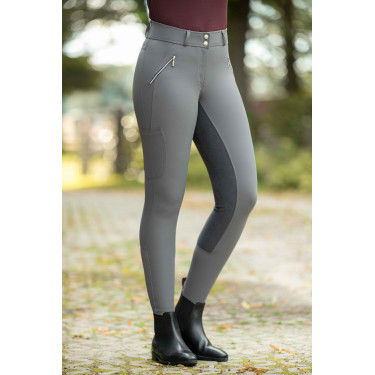 HKM Lia rijbroek met hoge taille en volledig Alos zitvlak Grijs HKM Lia rijbroek met hoge taille en volledig Alos zitvlak Grijs