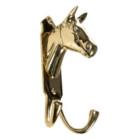 Steun voor paardenhoofd HKM dubbele haak messing Messing Goud Steun voor paardenhoofd HKM dubbele haak messing Messing Goud