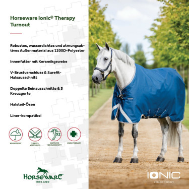 Horseware Ionic Therapy Turnout 100g deken Horseware Ionic Therapy Turnout 100g deken