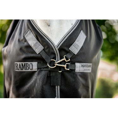 Horseware Rambo 1680D Turnout 250g VL deken Zwart / storm / zilvergrijs
