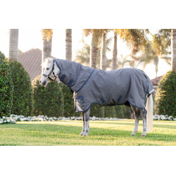 Horseware Rhino Hexstop Plus Poney Turnout 250g VL deken Grijs / indigo / marineblauw Horseware Rhino Hexstop Plus Poney Turnout 250g VL deken Grijs / indigo / marineblauw
