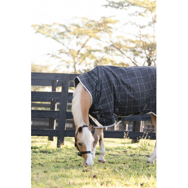 Horseware Rhino Wug Poney Turnout 250g VL deken Zwart / wit-grijze ruiten