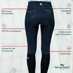 Broek Horseware Newmarket hoge taille full seat Marine / marine Blauw