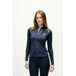 Polo 1/4 rits Horseware Stamina lange mouwen Marine Marineblauw