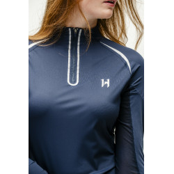 Polo 1/4 rits Horseware Stamina lange mouwen Marine Marineblauw