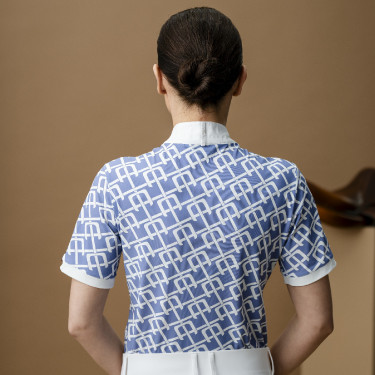 Wedstrijdpolo Horseware AA Alcina met korte mouwen Monogram blauwe print Motieven