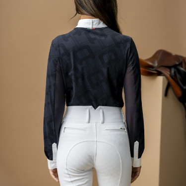 Wedstrijdpolo Horseware AA Alcina met lange mouwen Houtskool Grijs