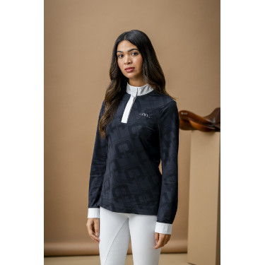 Wedstrijdpolo Horseware AA Alcina met lange mouwen Houtskool Grijs