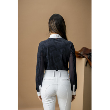 Wedstrijdpolo Horseware AA Alcina met lange mouwen Houtskool Grijs