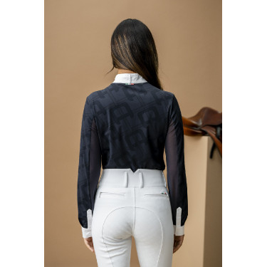 Wedstrijdpolo Horseware AA Alcina met lange mouwen Houtskool Grijs