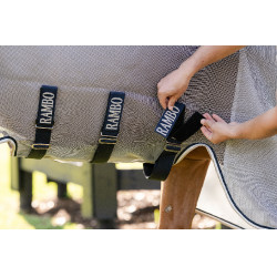Vliegendeken Horseware Rambo Protector Fieldsafe Zilver / marine Vliegendeken Horseware Rambo Protector Fieldsafe Zilver / marine