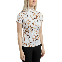 Damespolo met korte mouwen Montar Haily Bridle print Wit Damespolo met korte mouwen Montar Haily Bridle print Wit