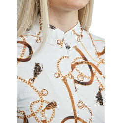 Damespolo met korte mouwen Montar Haily Bridle print Wit