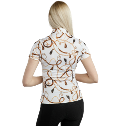 Damespolo met korte mouwen Montar Haily Bridle print Wit