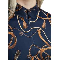 Damespolo met korte mouwen Montar Haily Bridle print Marine Marineblauw