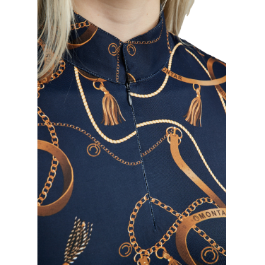 Damespolo met korte mouwen Montar Haily Bridle print Marine Marineblauw